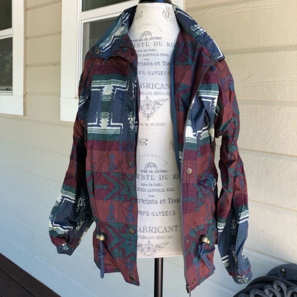 Retro Tribal Print Windbreaker